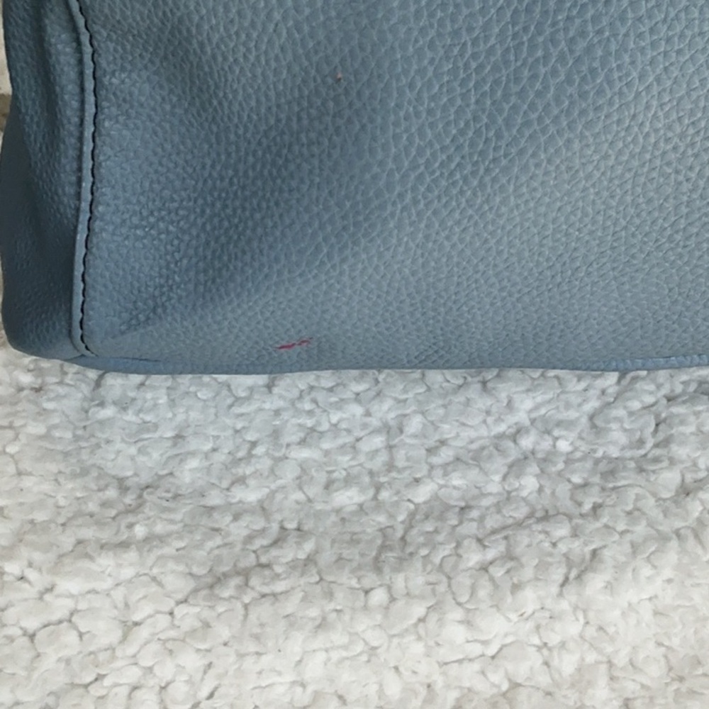 St. John's Bay Blue and Brown Leather Tote - Picture 6 of 9